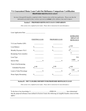 VA Guaranteed Home Loan Cash-Out Refinance Certification