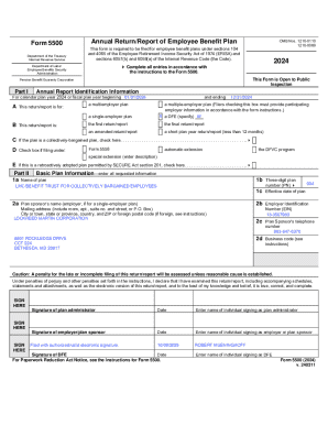 Form 5500 Annual Return/Report of Employee Benefit Plan