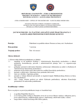 Kosovo Internship Application Form