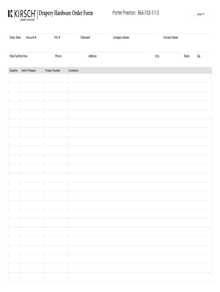 Hardware Order Form Fillable Online Drapery Hardware Order Form Fax Email Print - pdfFiller