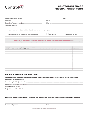 Control4 Upgrade Program Order Form