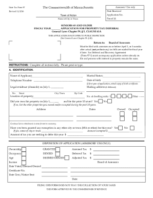Massachusetts Property Tax Deferral Application