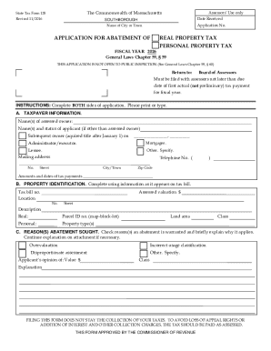 Massachusetts Real Property Tax Abatement Application