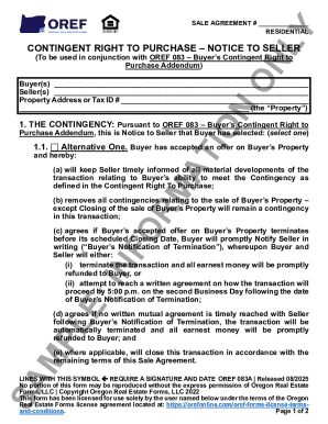 Oregon Residential Contingent Right to Purchase Notice