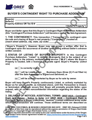 Oregon Buyer's Contingent Right to Purchase Addendum
