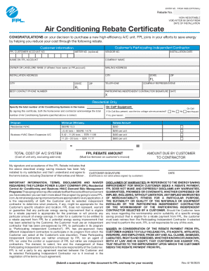 Air Conditioning Rebate Certificate