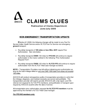 AHCCCS Transportation Prior Authorization Request Form