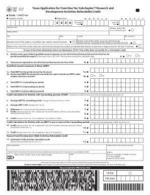 Texas Franchise Tax Subchapter T R&D Credit