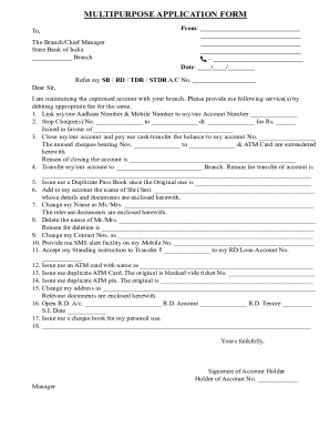 Multipurpose Bank Account Form