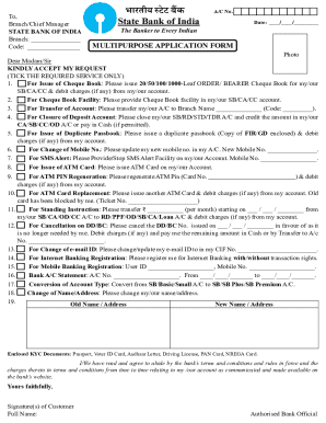 State Bank of India Multipurpose Application Form