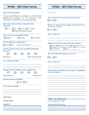 NYSBA LRIS Client Survey