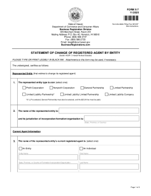 Hawaii Registered Agent Change Form