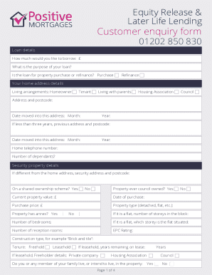 Equity Release Customer Enquiry Form