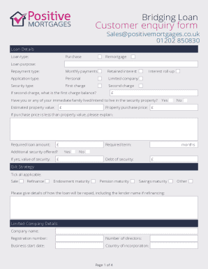 Bridging Loan Customer Enquiry Form