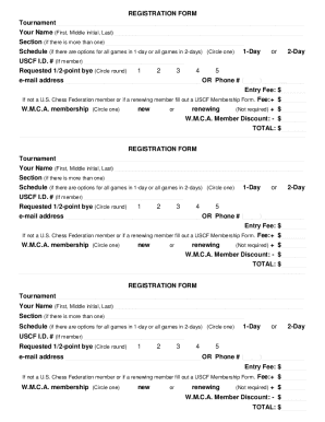 Chess Tournament Registration Form