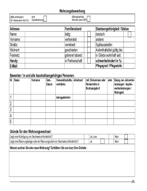 Wohnungsbewerbung Form
