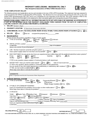 New Hampshire Residential Property Disclosure Form
