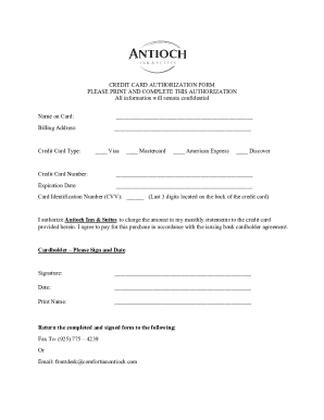 Credit Card Authorization Form