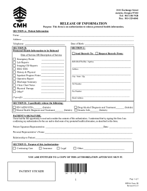 HIPAA Form 3B Release of Information