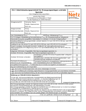VDE-AR-N 4105 Inbetriebsetzungsprotokoll