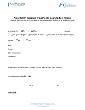 Parental Authorization for Minor Student Registration