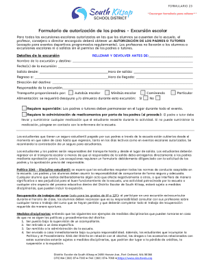 Parent Authorization Form - School Excursion