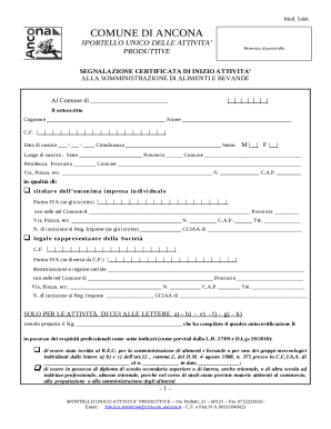 Segnalazione Certificata Inizio Attività Food and Beverage