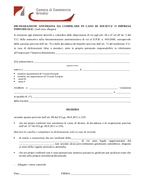 Italian Antimafia Declaration Form