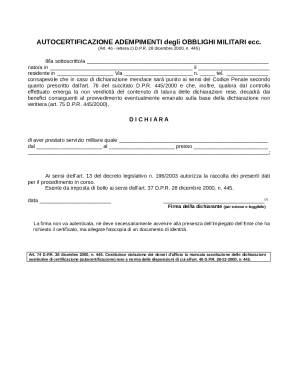 Italian Military Service Declaration Form