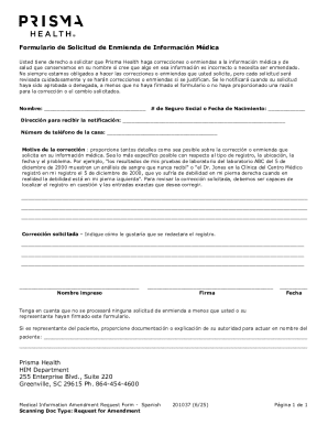 Medical Information Amendment Request Form
