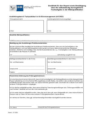 German Apprenticeship Report Confirmation Form
