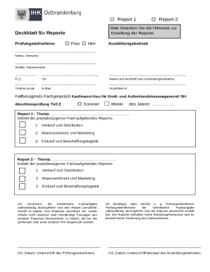 German Apprenticeship Report Form
