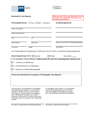 German Apprenticeship Report Form