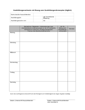 Ausbildungsnachweis Form