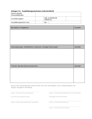 German Apprenticeship Training Log