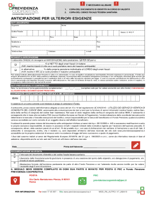 Italian Pension Fund Anticipation Request Form
