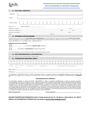 Fon.Te. Additional Needs Advance Request Form