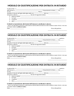Modulo di Giustificazione per Entrata in Ritardo