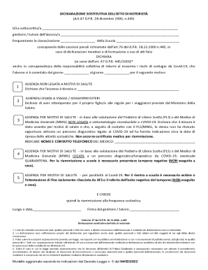 Italian Student Absence Declaration Form