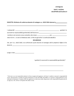 Request for Confirmation of Support Teacher