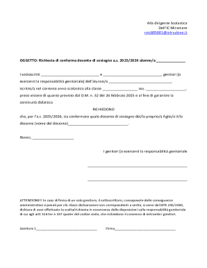 Request for Confirmation of Support Teacher