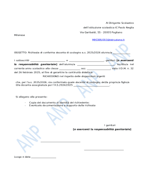 Request for Continuity of Support Teacher