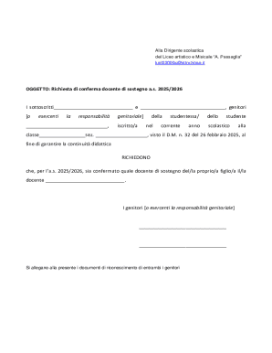 Request for Confirmation of Support Teacher