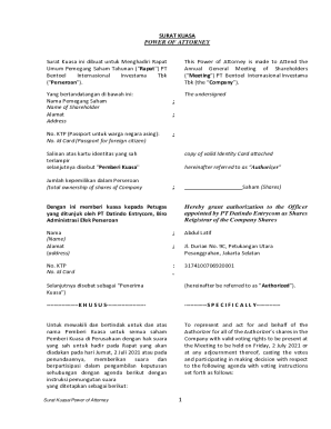 Power of Attorney for Annual General Meeting