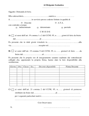 Italian Teacher Leave Request Form