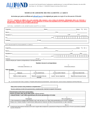 Alifond Pension Fund Adhesion Form