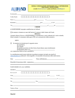 Modulo Comunicazione Sospensione Contribuzione