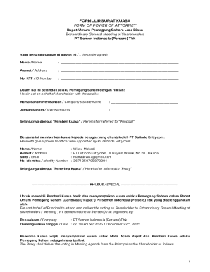 Power of Attorney for Shareholder Meeting