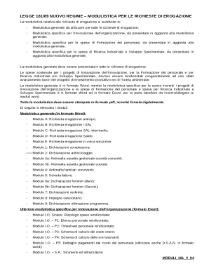 Italian Law 181/89 Funding Request Forms