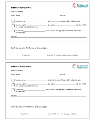 Entschuldigung für Fehlzeiten